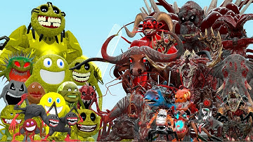 MECHA TITAN INNYUME SMILEY FAMILY VS INFECTED GORILLA ZOOCHOSIS ANIMALS (Garry