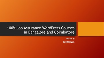 100% Job Assurance WordPress Courses in Bangalore and Coimbatore-www.etcoe.in