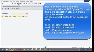 Abap Tutorial - 2 - Transaction Codes in SAP System