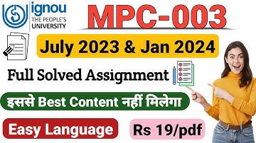 MPC 003 Solved Assignment 2023-24 | Ignou mpc-003 solved assignment July 2023 and January 2024| MAPC
