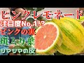 グリーンでGO!店長がオススメする特徴満載のレモン苗【ピンクレモネード】葉は斑入り、皮はシマシマ、実はピンク！大注目のレモンです。