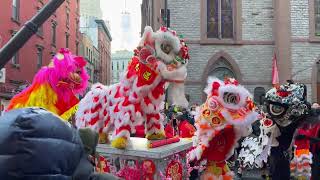 NYC Chinatown Lion Dance with Stage - Wan Chi Ming Hung Gar at Wing On Wo (Super Saturday 2023)