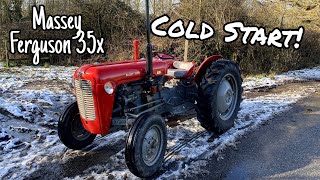 MASSEY FERGUSON 35X COLD START & DRIVE!