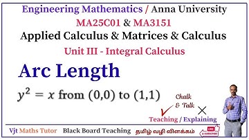 Arc Length Integration | MA3151 | MA25C01 | Unit - III | Integral Calculus | Solved Example in Tamil