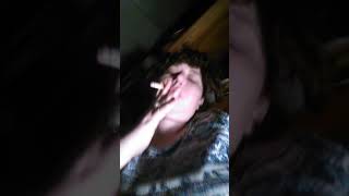 Smoking big girl spit and coughing