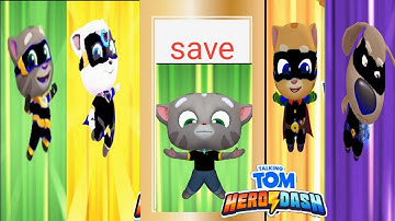 TALKING TOM HERO DASH --ALL BLACK HERO SUIT CLASSIC RUN & SAVE BLACK HERO TOM MIRROR MODE FUNNY FAIL