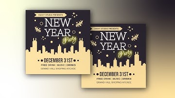 Free Invitation Card Design Make a Sand Color 2021 New Year Party Invitation with VP InfoART Free