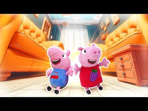 Peppa et George jouets deviennent minuscule 😲 Les cochons au pays des géants. Vidéo pour filles