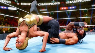 WWE 2k20 Roman Reigns (shirtless) vs Charlotte Flair 2: Submission Intergender wrestling