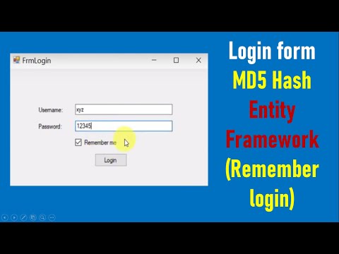C# winforms SQL Server - Login form with MD5 hash password, remember user using Entity Framework