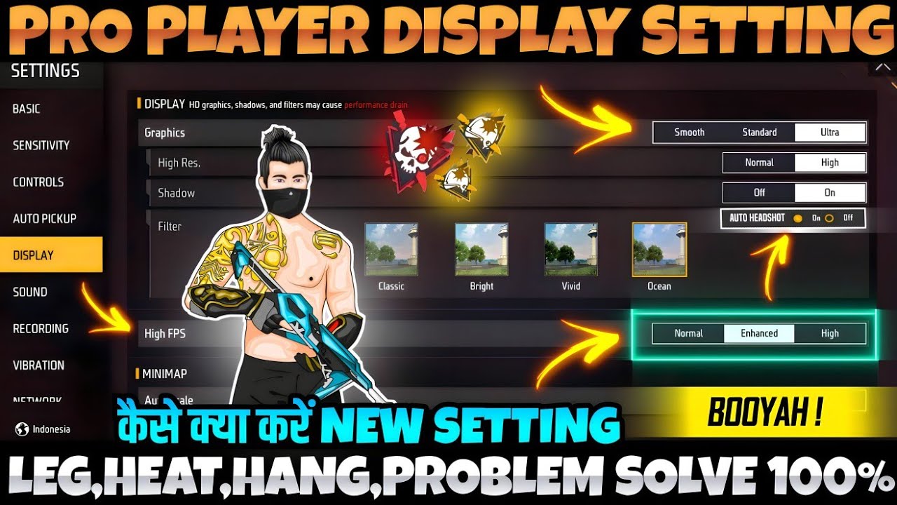 display Setting Free Fire | Pro Player display Setting Free Fire Max ...
