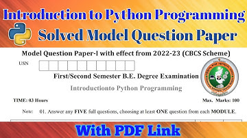 vtu 2022 scheme Introduction to Python Programming // Solved Model question paper with solutions