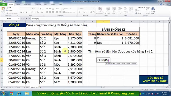 Bài tập về công thức mảng trong excel năm 2024