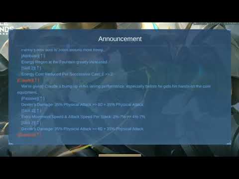 New Update Patch Note 1.6.46 | Fanny, Claude,Aulus,Terizla Buff | Mlbb