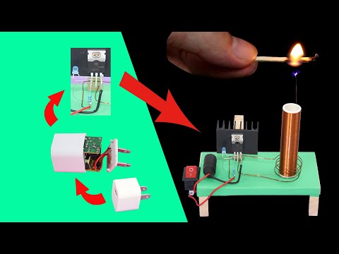 Mobile phone charger DIY Tesla coil spray arc, temperature up to 2000 ℃! ! !