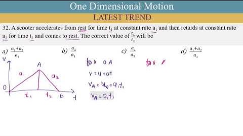 32. a scooter accelerates from rest for time t1 at constant rate a1 and then retards at constant ra