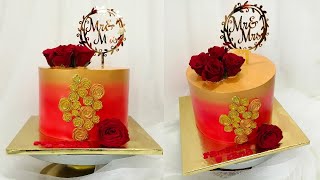 Wedding Cake / Fondant Flowers / Red And Gold Color Combo / Fondant Flowers