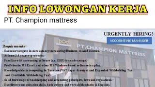 Loker Batam Hari ini PT Champion Mattress | Lowongan Kerja Batam Hari ini screenshot 5