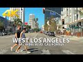 LOS ANGELES - Driving West Los Angeles on Wilshire Boulevard, California, USA, Travel, 4K UHD