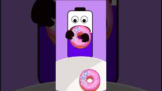 Pink donuts mukbang animation | battery charging animation || Asmr mukbang animation youtubeshorts