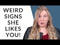 WEIRD THINGS A GIRL DOES WHEN SHE LIKES YOU 😅 FEMALE PSYCHOLOGY AND SUBTLE SIGNS SHE LIKES YOU!