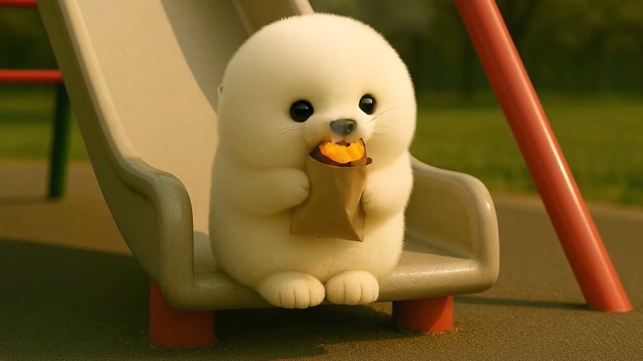 🍠Arale the Seal Enjoys a Warm Roasted Sweet Potato 🦭🔥 Cozy ASMR (no talking)