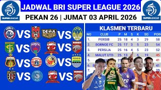 Latest Schedule for Bri Super League 2026 - Persebaya vs Persita - Arema vs Malut - Padang vs Persib