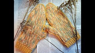 Варежки интересным способом, на 2 спицах. Частичное вязание. МК. Перезалив. Варежки интересным способом, на 2 спицах. Частичное вязание. МК. Перезалив.