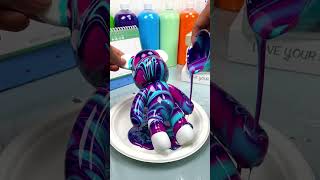 DIY SATISFYING BearBrick Fluid Art Painting Work