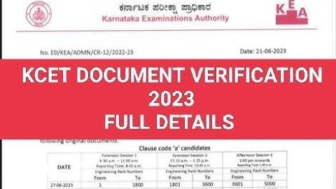 KCET 23|Doc verification|at BEO office|full details