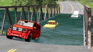 Cars vs Flooded Bridge - BeamNG.Drive