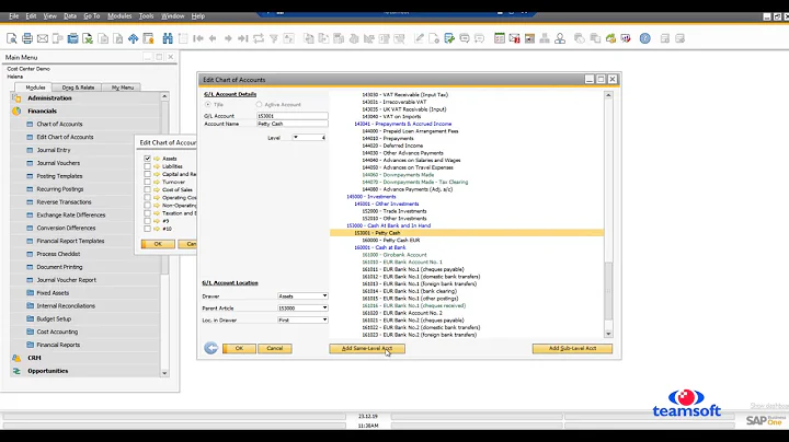 SAP Business One Financials 1.1 Chart of Accounts