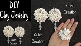 Elegant Clay Earrings &amp; ring making video/ Handmade Clay Jewelry