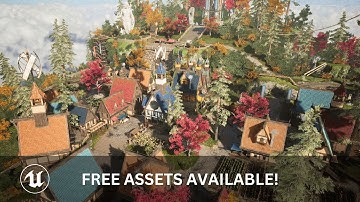 New Unreal Engine FREE Assets: Flying Fantasy Town, Mechanic Character & Inventory!