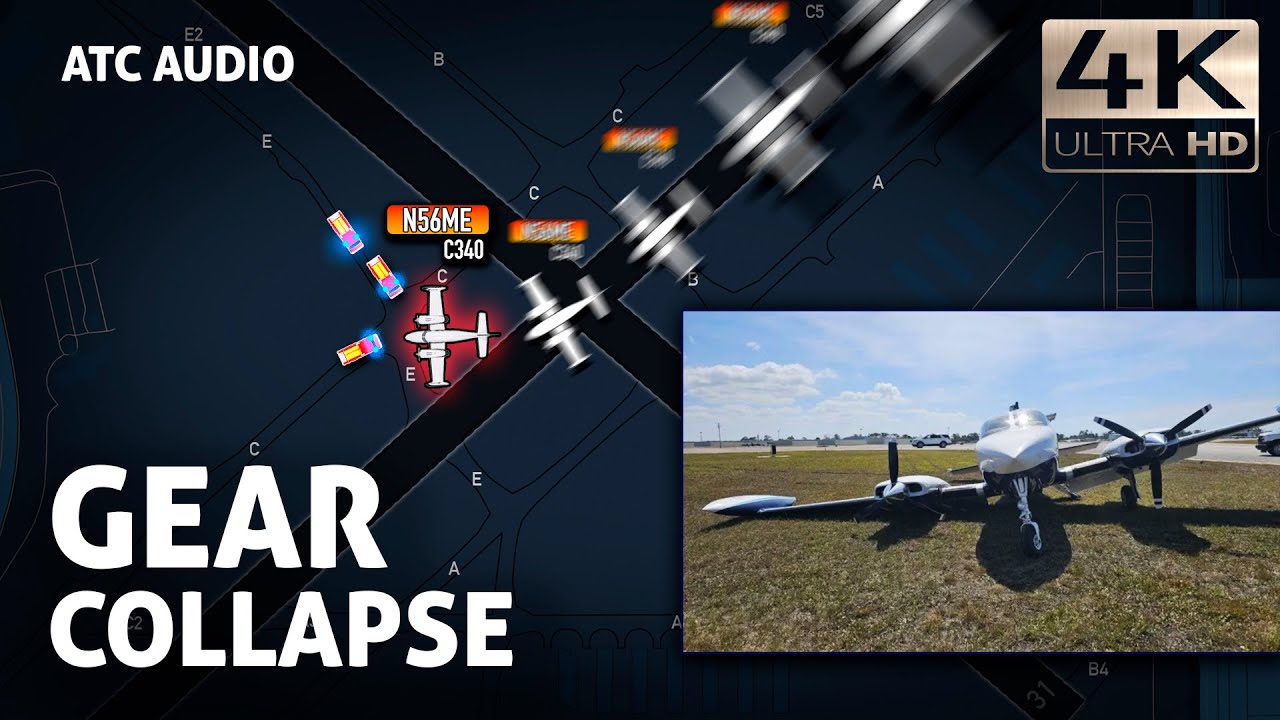 Landing Gear COLLAPSE during landing at Page Field Airport. Real ATC Audio