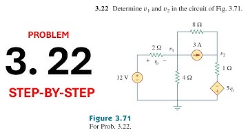 Problem 3.22 Fundamental of Electric Circuits - Determine v1 and v2 in the circuit of Fig. 3.71.