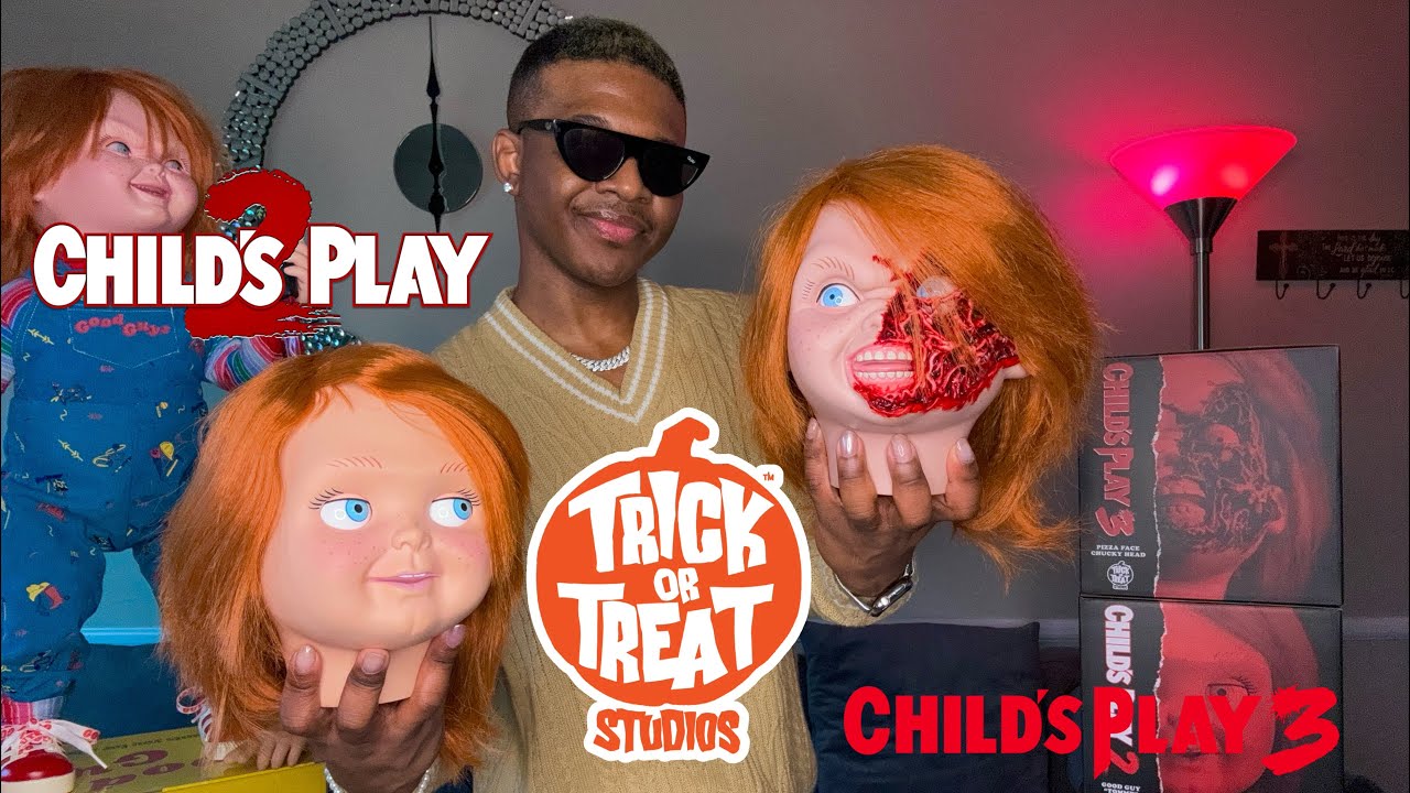 HEADS UP!!! TRICK OR TREAT STUDIOS CHUCKY GOOD GUY TOMMY & PIZZA FACE REVIEW!!! YouTube