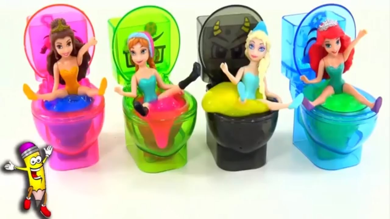 Slime o Moco Con Sorpresas-Princesas De Disney y Juguetes Sorpresa-Frozen Elsa Anna Ariel Belle - YouTube