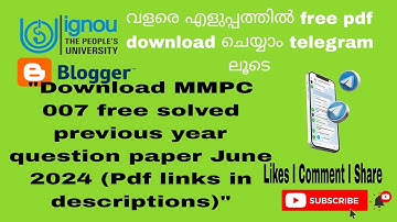 Mmpc 007 free solved previous year question paper pdf links in description