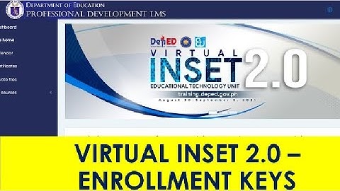 Enrollment Key and Activities of Virtual INSET 2.0 Course