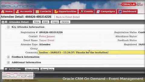 Oracle CRM On Demand - Event management, by Orca Solutions