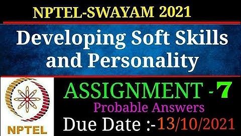 NPTEL-2021 | Developing Soft Skills and Personality | Assignment - 7 | Most Probable Answers