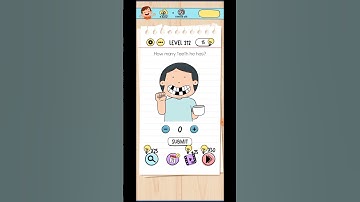 Brain test level 212 solution / how many teeth he has?