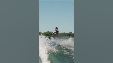 Trying crazy wakeboarding tricks! #wakeboarding #boatlife #shorts