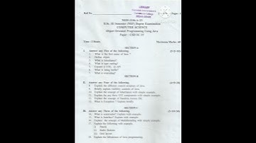 Bsc 3rd sem NEP object oriented programming language using java previous year question papers 2023