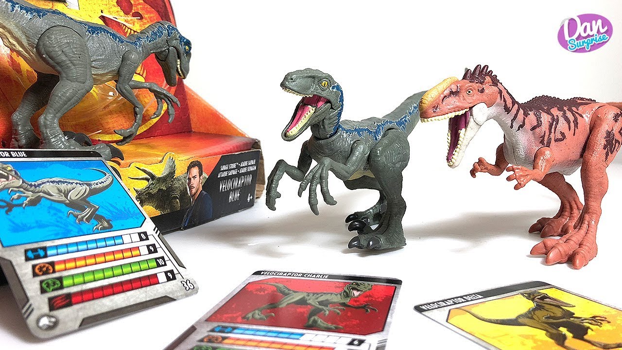 Jurassic World Savage Strike Velociraptor Blue Jumping Dinosaur Dino Rivals