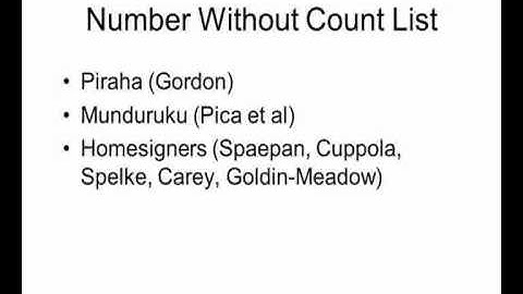 S Carey, "Language and Number: Evidence from Studies of  Conceptual Development", Nias/Lorentz