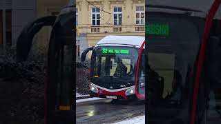Modern Brno Trolleybus Covered With Snow