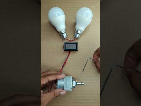 Two LED Bulb & Voltmeter Powered by Gear Motor • #shorts #dcmotor