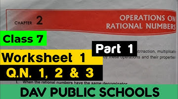 DAV Class 7 maths chapter 2 operations on rational numbers worksheet 1 Q.N. 1, 2 & 3
